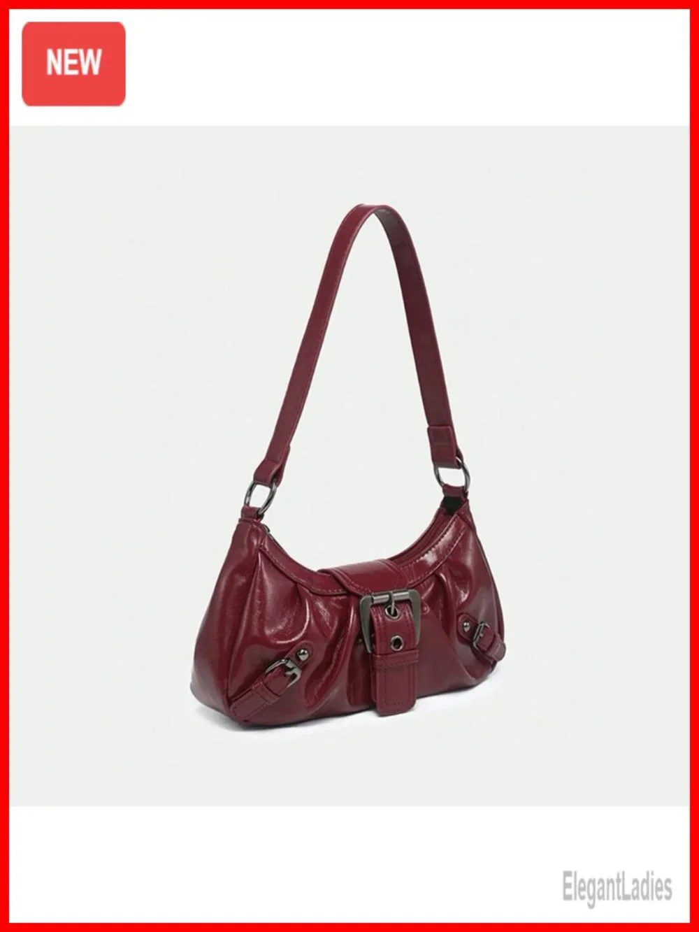 Small Hobo Bag Faux Leather Shoulder Clutch Punk Purse